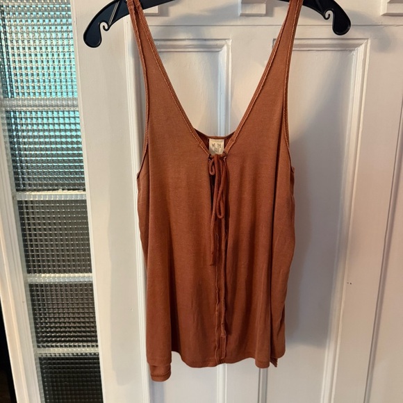 Free People Scarlet Tie Front Tank Top Sz XS Rust Color - Picture 2 of 9